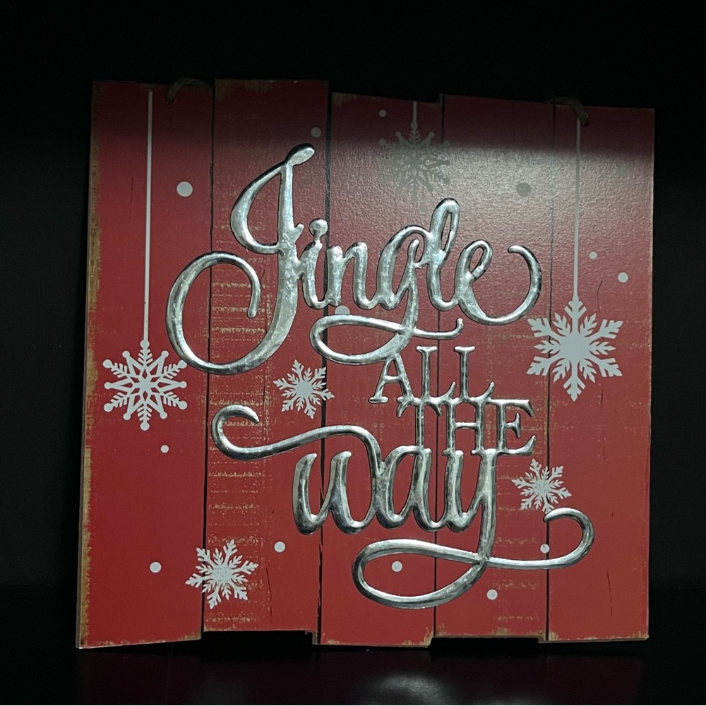 Red and Silver “Jingle All The Way”  Holiday Wall Art